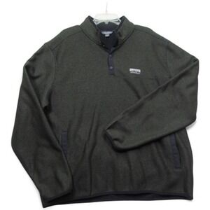 Eddie Bauer Pullover Mens Extra Large Green Fleece Snap Front Outdoors Pockets